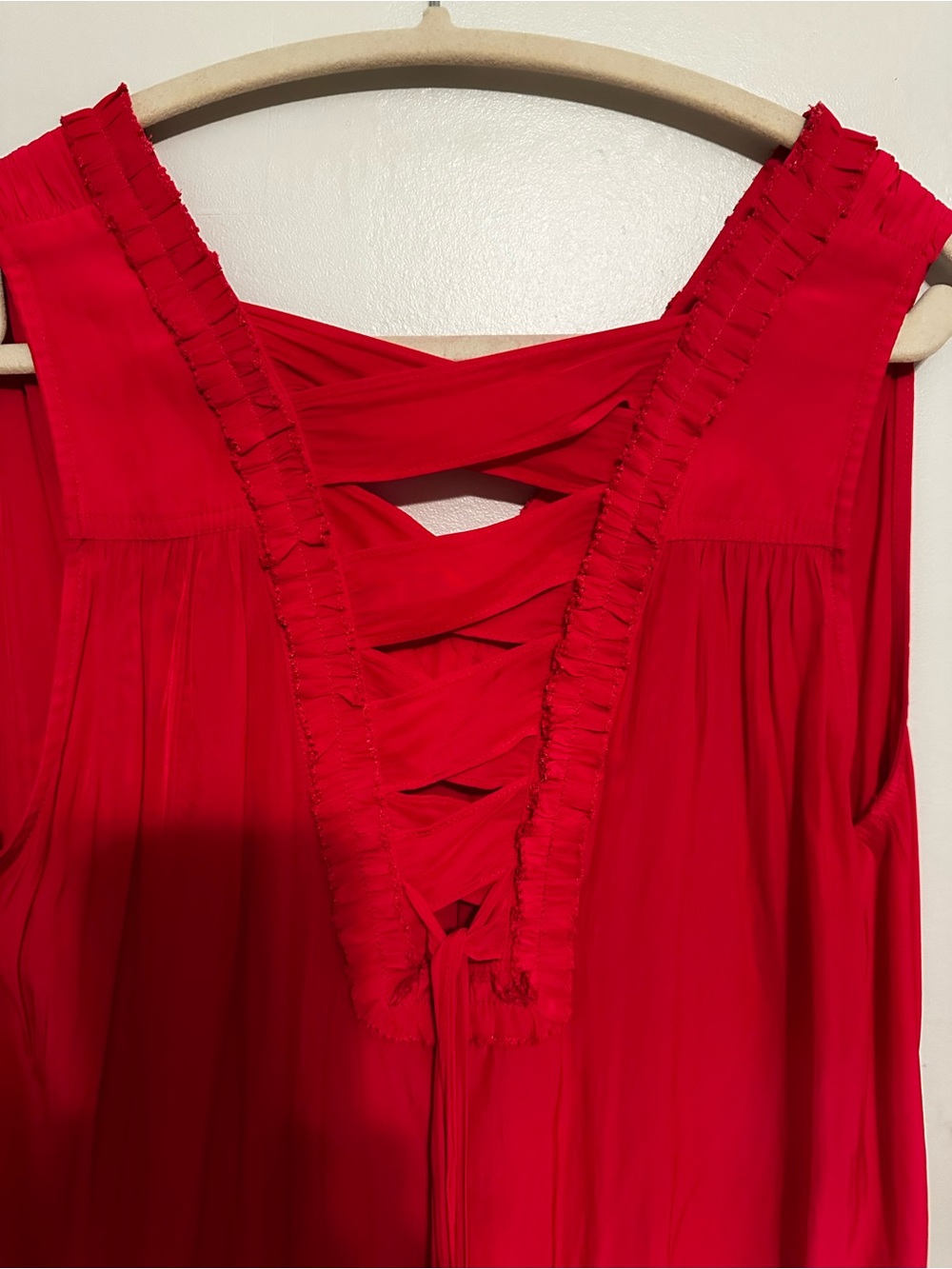 Ramy Brook Red Backless Sleeveless Dress with Lattice Detail